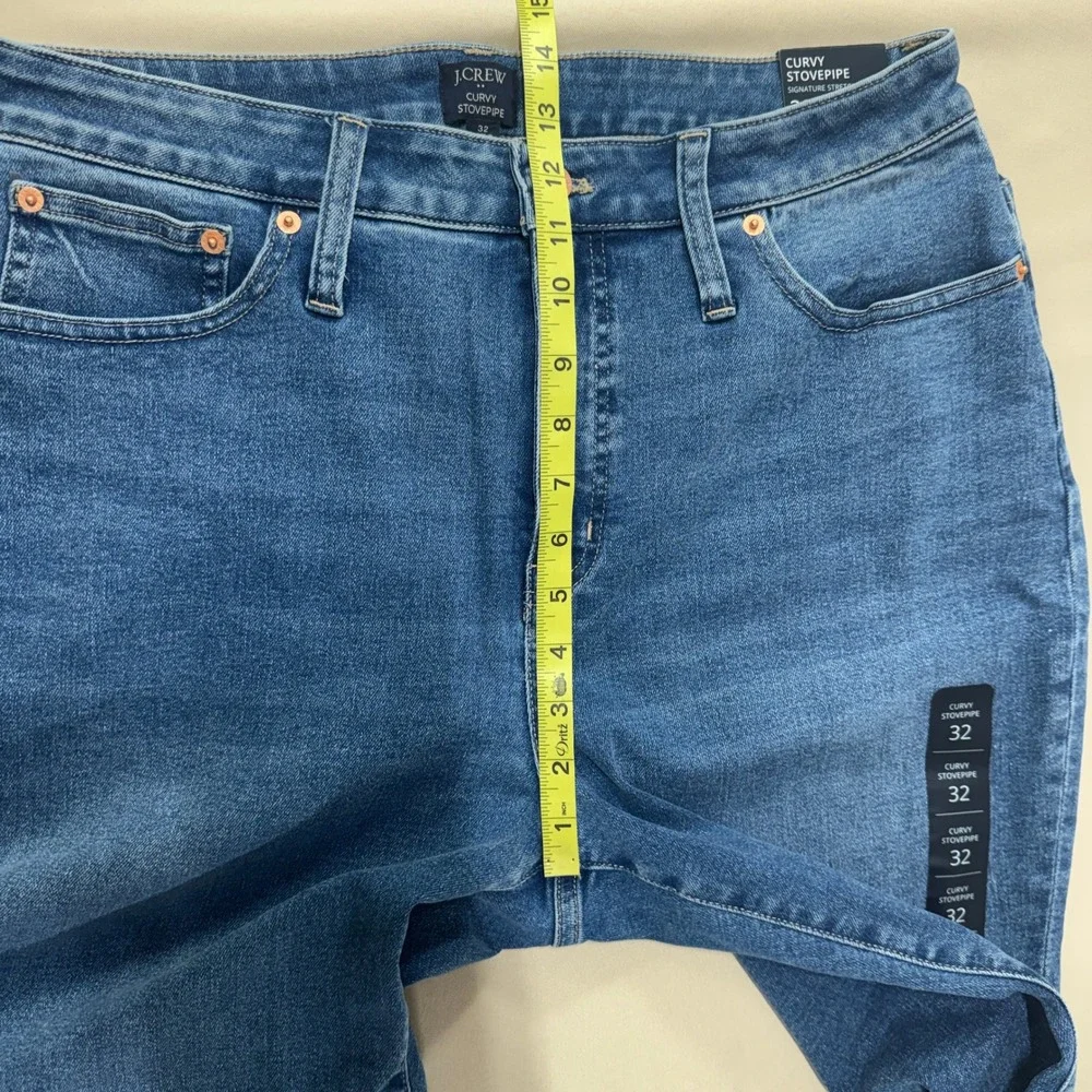 J.Crew‎ Curvy Stovepipe Jeans Signature Stretch Blue Size 32 Casual Classic NWT